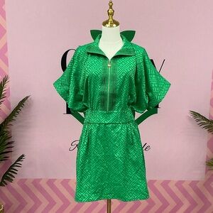 Milly Lime Green Jacquard Pullover Dress